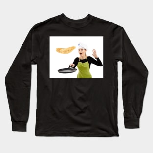 Cook about to drop a flipping pancake Long Sleeve T-Shirt